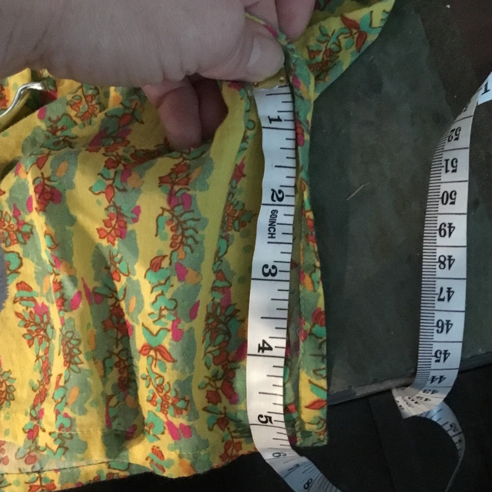 Roller Rabbit Yellow Striped Floral Split-Neck Tunic - Picture 4 of 4